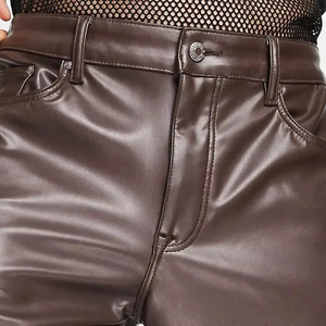 Pantalones de Cuero de Diseño Moderno 2025 con Bolsillo Lateral para Hombre, Pantalones de Cuero Rectos para Hombre a Bajo Precio - Product Image 6