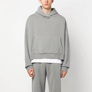 Sudaderas con capucha gruesas de cuello redondo para hombre, fabricante de sudaderas con estampado de pantalla bordado personalizado Boxy Fit - Product Image 2