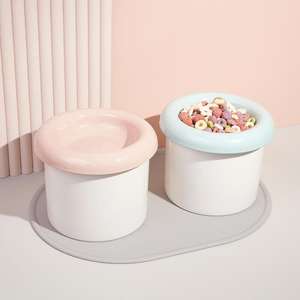 Ensemble de bols pour animaux de compagnie en céramique faits à la main de luxe coréen pour chats et chiens, complément protéiné croquant à base de poisson, garniture pour repas refermable - Product Image 4