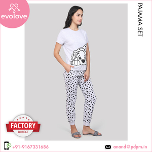 Conjunto de ropa de dormir de longitud completa para mujer de algodón 100%, pijama de dos piezas de punto para verano y primavera - Product Image 3