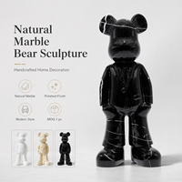 Ours en marbre noir naturel, artisanal, fabriqué en usine, cadeau de Noël pour la décoration moderne du salon et de la salle à manger