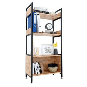60x32x128cm Rubber Wood 3-Tier Iron Frame Office Organizer KS68095-Easy Standing Installation - Product Image 1