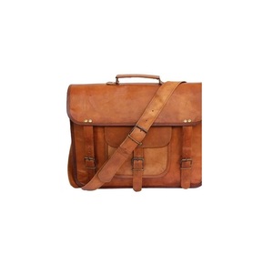 Premium Brass Hardware Fitting vintage hecho a mano Tan Color cuero mensajero Laptop bag para hombres con correa ajustable Venta caliente - Product Image 2