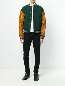 แจ็กเก็ตเบสบอลเลตเตอร์แมนแจ็กเก็ตทีมตัวแทนมหาวิทยาลัยที่มีแขนเสื้อหนังขนสัตว์เสื้อแจ็คเก็ตสำหรับผู้ชาย DDP จัดส่ง - Product Image 2