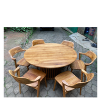 Ensemble de salle à manger de restaurant de cuisine minimaliste ensemble de tables rondes et de 6 chaises ensemble de salle à manger haut en bois naturel pour la maison
