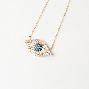 Collar con Colgante de Piedra de Circonio en Forma de Ojo Turco, Plata de Ley, Regalo de Boda, Joyería - Product Image 4