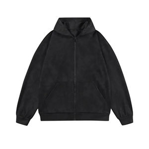 เสื้อฮู้ดซิปแบบสั่งทำพิเศษจากผู้ผลิต ผ้าหนา 500 กรัม สไตล์ซันเฟด พร้อมฮู้ดสำหรับผู้ชาย ลวดลายฟอกสีแบบแอซิดวอช โดย Ako - Product Image 1