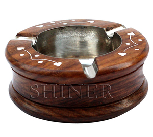 <b>Ashtrays</b> for Cigarettes Smokeless With Steel Liner Windproof Wooden <b>Ashtray</b> Home Office Tabletop Wooden <b>Ashtray</b> Holder Pot - Product Image 2