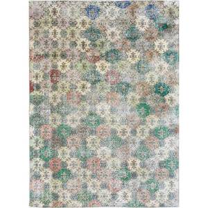 Tapis en laine noué à la main de grande taille vert vintage Pae-2650 à motifs géométriques et abstraits pour salon et couloir - Product Image 1