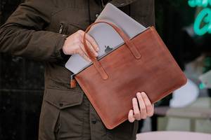 High Quality Genuine Leather <b>Laptop</b> Bag Leather <b>Laptop</b> <b>Cover</b> Sleeve Genuine Leather Sleeve LS-0064 - Product Image 4