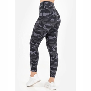 Ladies Black High <b>Stretch</b> Printed Gym Tights Breathable Waist Logo <b>Trousers</b> for <b>Women</b> and Girls - Product Image 5