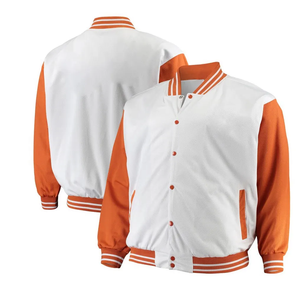 Veste bleue patchwork rayée avec logo personnalisé OEM série hommes manches en cuir de laine entièrement personnalisées Varsity Jacket/varsiti Jacket - Product Image 2