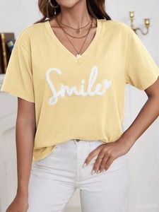 Camisetas bordadas para mujer, camiseta informal para mujer, camiseta de gran tamaño para mujer - Product Image 3