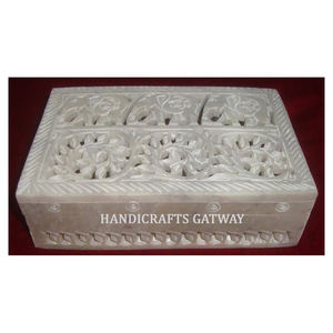 Hermoso pendiente regalo embalaje esteatita joyero con elegante personalizado al por mayor forma rectangular tallado joyeros - Product Image 1