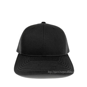 Sombreros de camionero con logotipo bordado 3D personalizado OEM, gorras de camionero de malla negra/negra de 6 paneles, gorras deportivas personalizadas para hombre - Product Image 2