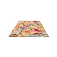 Hochwertiger Handgetufteter Woll-/Seidenteppich mit Modernem Mehrfarbigem Blumenmuster, Mittelhohem Flor, Luxuriös, Rutschfest, Gepolstert und Antimikrobiell