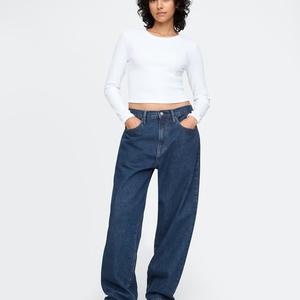 กางเกงยีนส์เอวสูงสำหรับผู้ชาย, กางเกงยีนส์ขาตรงทรงตรงไซส์ซักวินเทจสำหรับผู้หญิง - Product Image 2