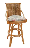 Tabouret de bar extérieur de jardin à dos rond en rotin artisanal vintage en vrac avec chaise haute en osier à longues pattes en bois