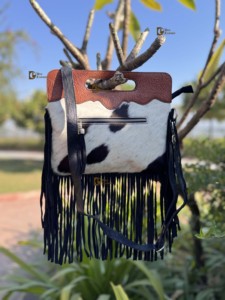 Latest Designer Carving Tooled Leather Fringe Sling Bag Stylish <b>Purse</b> Cowhide Fur Leather Bags for Women's Multi Use - Product Image 4