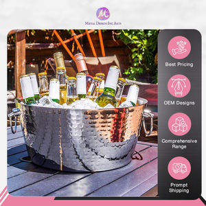 Tina de bebida de acero inoxidable martillada de doble pared elegante moderna Venta caliente a precio de mercado bajo del principal exportador de India - Product Image 2