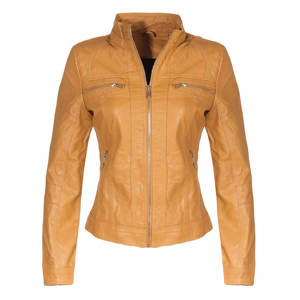 Chaqueta de motorista de cuero para mujer, cuello alto, manga larga, cierre de cremallera, Etiqueta Privada, chaquetas y abrigos de la mejor calidad - Product Image 1