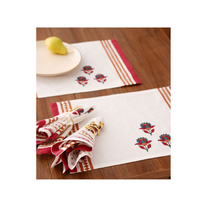 Kalamkari Block Print Baby Pink Floral Stylish Dining Decor 12x18 Inch Handmade Lightweight <b>Embroidered</b> 100% Cotton Table Mats - Product Image 5