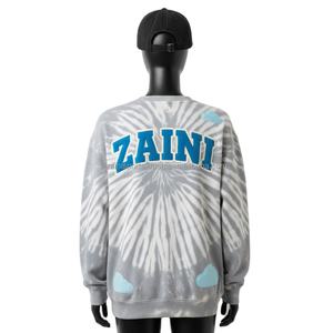 Sweat-shirt à capuche pour femme en molleton de coton 320GSM Tie Dye Gris Logo Chenille personnalisé Vêtements décontractés pour femme Sweat-shirts respirants - Product Image 2