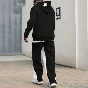 Custom Flared Two-Piece Acid Wash Vintage Eco-Friendly Breathable <b>Zip</b>-<b>Up</b> <b>Hoodie</b> & Pants Track Suit for Men's - Product Image 2