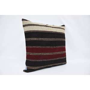 Marron 28x28 pouces Kilim Patchwork laine oreiller luxe Vintage imprimé fleuri tissé subtil motif rayé moelleux literie accessoire - Product Image 3