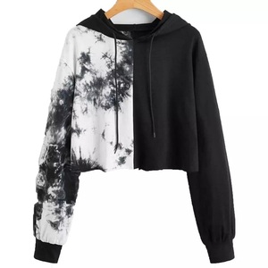Sweat à capuche haut court rayé de haute qualité pour femmes pull à fermeture éclair tenue décontracté sweat à capuche court sweat - Product Image 1