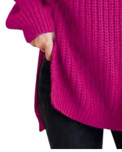 Customized Magenta <b>Turtleneck</b> Knit Sweater For Women Winter Warm Soft Ribbed Pullover <b>Long</b> <b>Sleeve</b> Casual Loose Fit <b>Top</b> - Product Image 5