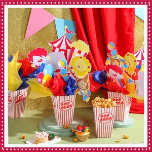 Décorations de table sur le thème du <span class=keywords><strong>cirque</strong></span> avec boîte à popcorn, découpes de carnaval et bâtonnets pour la fête de carnaval, décorations d'<span class=keywords><strong>anniversaire</strong></span> - Product Image 3