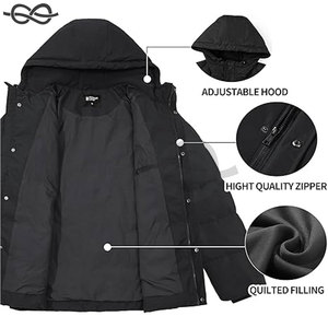 Abrigo de invierno para hombre, chaqueta acolchada cálida, impermeable, grueso, aislado, a prueba de viento, con capucha, Abrigo acolchado para clima frío - Product Image 5