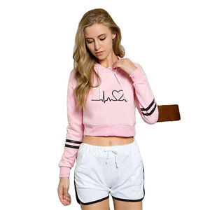 High Quality Letter Print Loose Custom Cropped <b>Hoodie</b> Woman Cotton Womens <b>Crop</b> <b>Top</b> <b>Hoodie</b> - Product Image 5