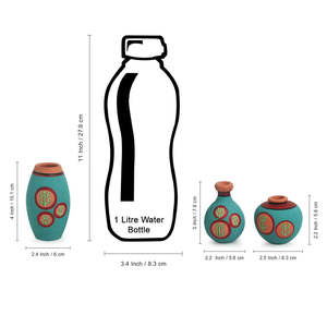 Terracotta Desert Miniature Trio 'Pots miniatures peints à la main bleu turquoise (Ensemble de 3) - Product Image 4