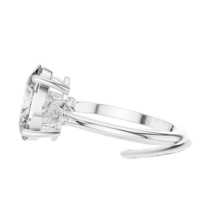 Bague à trois pierres en diamant de laboratoire taille ovale 3,1 carats, clarté VVS-VS EF, or 18 carats, 14 carats, 10 carats et argent 925, rose, jaune, blanc - Product Image 4