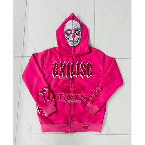 เสื้อฮู้ดซิปผู้ชายคุณภาพสูงแบบสั่งทำพิเศษ ทรงโอเวอร์ไซส์ ผ้าฟลีซหนานุ่ม 100% ผ้าฝ้าย สไตล์ลำลอง พิมพ์ลายพัฟฟ์ตามสั่ง สำหรับฤดูหนาว - Product Image 1