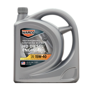 Huile moteur diesel WARCO, mélange synthétique haute performance, anti-usure, SAE 15W-40 CI-4/SM, 3 paquets de 5 quarts - Product Image 1