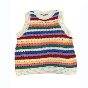 Korean Fashion <b>Crop</b> <b>Sweater</b> Women <b>Vest</b> Striped Casual <b>Sweater</b> <b>Vest</b> O Neck Open <b>Sweater</b> <b>Vest</b> For Women Luxury Designer Tops Knit - Product Image 6