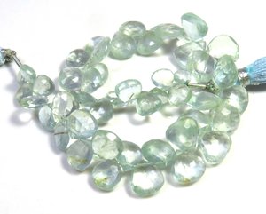 Haute qualité 7 brins coupe à facettes 5-10mm bleu mousse aigue-marine perles forme de coeur naturel 80 carats pierres précieuses pour colliers - Product Image 4