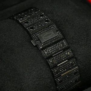 Montre analogique luxueuse à bracelet en acier inoxydable cadran à chiffres Ronam blanc entièrement glacé noir Moissanite diamant Hip Hop pour les entreprises - Product Image 4