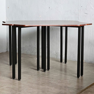 Set of 4 <b>Nesting</b> Triangular <b>Tables</b> 70x70cm Modern Design with Iron Legs Made of Rubber Wood HBLG034 - Product Image 3