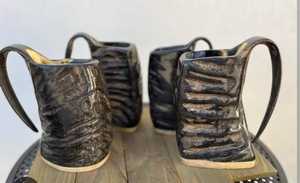 Tazas de cuerno vikingo para beber, hechas a mano, religiosas, impermeables, regalo de boda, artesanías naturales - Product Image 6