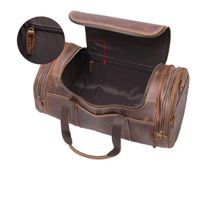 Conjunto de bolsa de viaje de cuero genuino de estilo Vintage de calidad superior Cremallera duradera Patrón único Maleta de equipaje conveniente Viaje - Product Image 6