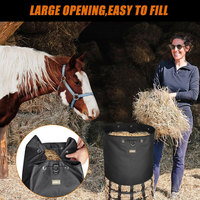 AWAISI Sac de rangement suspendu en maille réglable, portable et réutilisable, pour seau d'eau de 5 gallons, accessoire transfrontalier pour l'alimentation des chevaux de ferme