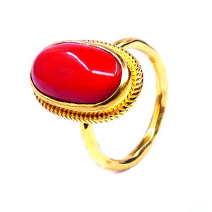 Traditionnel Sterling Silver 925 Coral Gemstone Classic Daily Wear Mariage élégant Les femmes portent une bague unisexe - Product Image 1