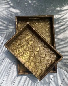 Mango Wood Serving Tray with Aluminum Sheet 12 x 8 Inch <b>White</b> for Coffee <b>Tea</b> Drinks in Living Room or Restaurant - Product Image 4