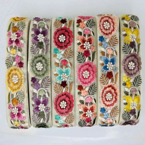 ชุดเดรสผ้าส่าหรีสำหรับตกแต่งชุดเดรสแฟนซีแสนโรแมนติกประดับลูกไม้ขอบตาข่ายตกแต่งลายดอกไม้หลากสี3D - Product Image 1