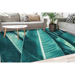 Grand tapis à imprimé feuilles, tapis imprimé, tapis antidérapant, décoration intérieure, tapis en chenille - Product Image 1