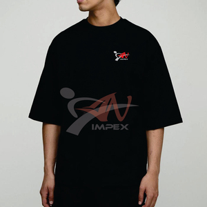 T-shirt unisexe surdimensionné en gros de 300 grammes pour hommes, coton confortable, col rond, manches courtes, avec étiquette sans étiquette - Product Image 5